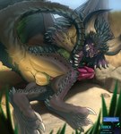 anus aroused balls big_penis bodily_fluids capcom erection feral genital_fluids genitals hi_res horn looking_at_viewer looking_back male monster_hunter nergigante penis precum presenting pupils slit_pupils solo spikes tail tail_grab text todex tongue tongue_out url wings yellow_eyes