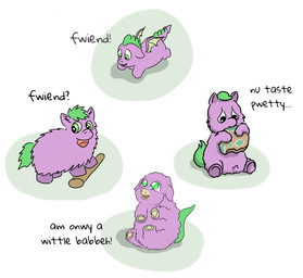 baby_talk balls dialogue eating feral fur genitals green_eyes green_hair green_tail hair looking_up male male_feral multiple_styles open_mouth penis purple_body purple_fur simple_background sitting smile solo tail text wings young young_feral young_male carpdime fluffy_pony friendship_is_magic hasbro my_little_pony mythology spike_(mlp) dragon fluffy_pony_(species) hybrid mammal mythological_creature mythological_scalie scalie digital_media_(artwork) english_text shaded