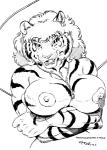 abstract_background anthro big_breasts breasts crystal female jewelry looking_at_viewer muscular muscular_anthro muscular_female necklace nipple_piercing nipples occult_symbol pentacle piercing simple_background solo stripes symbol white_background kencougr amoria_wilde felid mammal pantherine tiger 1993 black_and_white monochrome traditional_media_(artwork)