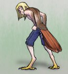 avian_feet blonde_hair claws clothed clothing feather_growth feathers feral growth hair long_hair male mid_transformation partially_clothed scale_growth scales simple_background solo species_transformation standing tail tail_feathers transformation sarifel animorphs accipitrid accipitriform avian bird human hybrid mammal