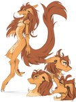 alternate_species anthro breasts brown_eyes brown_hair brown_tail countershade_torso countershading ear_piercing female fingers fur gauged_ear hair long_tail looking_back nude nude_anthro nude_female piercing side_view simple_background smile solo tail tan_body tan_fur tattoo white_background tinygaypirate apogee_(tinygaypirate) sergal 2025 digital_media_(artwork) hi_res