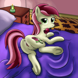 anus bed bedroom_eyes butt candle clitoris cutie_mark female feral flower flower_in_mouth furniture genitals half-closed_eyes inside looking_at_viewer lying namesake narrowed_eyes naughty_face nipples nude pillow plant presenting presenting_anus presenting_hindquarters presenting_vulva raised_tail rose_(flower) rose_in_mouth seductive solo tail teats vulva unknown_artist friendship_is_magic hasbro my_little_pony rose_(mlp) equid equine horse mammal pony 1:1 source_request
