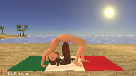 anthro beach bikini breasts bridge_pose bridge_position brown_hair butt clitoral_hood clitoris clothing erect_nipples eyes_closed feet female fur genitals gold_bikini hair laugh long_hair long_mane mexican_flag nipples nude outside palm_tree plant public public_exposure public_nudity sea small_breasts small_waist smile solo summer sun swimwear tail text toes tree two-piece_swimsuit upside_down water wrinkled_nose yoga yoga_mat olkategrin hasbro my_little_pony mythology cacao_bean fan_character earth_pony equid equine horse mammal mythological_creature mythological_equine pony 16:9 3d_(artwork) 4k absurd_res digital_media_(artwork) english_text hi_res source_filmmaker_(artwork) watermark widescreen