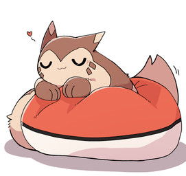 :3 ambiguous_gender big_pillow blush blush_lines brown_body brown_fur ears_back eyes_closed feral fur heart_symbol kemono motion_lines one_ear_up paws pillow pivoted_ears pokeball raised_tail simple_background sleeping solo tail tan_body tan_fur tuft white_background ke_mo_suke nintendo pokemon furret generation_2_pokemon pokemon_(species) 2026 digital_media_(artwork) hi_res shaded simple_shading