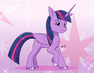 abstract_background female feral fetlocks hooves horn looking_at_viewer raised_hoof solo wings jhoaly friendship_is_magic hasbro my_little_pony mythology twilight_sparkle_(mlp) equid equine mammal mythological_creature mythological_equine winged_unicorn