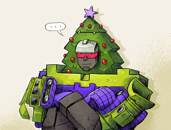 annoyed baubles christmas_bauble christmas_decorations christmas_ornament christmas_tree crossed_arms decepticon dialogue ellipsis frown holidays machine male not_furry plant red_eyes simple_background solo speech_bubble standing star text tree utility-cavities christmas hasbro takara_tomy transformers devastator_(transformers) combiner constructicons cybertronian humanoid robot robot_humanoid 2017 digital_media_(artwork) english_text