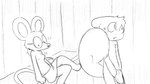 16:9 animal_crossing anthro biped breasts clothed clothing dragonweirdo duo eyewear female fur glasses hi_res male mammal marshal_(animal_crossing) monochrome mouse murid murine nintendo nude petri_(animal_crossing) rodent sciurid tail topless tree_squirrel widescreen