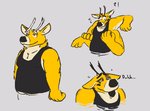 anthro antlers clothed clothing horn male multi_arm multi_limb shirt solo standing tank_top topwear aoba_(artist) borges boytaurs deer mammal buck_(disambiguation) hi_res