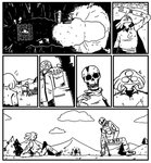 anthro bone cave death male plant skeleton tree afuckingcamel-zenge-art_(artist) chucklefish starbound kenta_(afuckingcamel) hylotl black_and_white comic hi_res monochrome