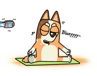 angry anthro camera dialogue duo eyes_closed female fur orange_body orange_fur simple_background sitting solo yoga zankandreas bluey_(series) chilli_heeler australian_cattle_dog canid canine canis cattledog domestic_dog herding_dog mammal pastoral_dog