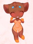 anthro blush breasts chibi eyes_closed featureless_breasts featureless_crotch female fur happy multicolored_body multicolored_fur on_one_leg open_mouth raised_arms solo standing rulyamc s5051 beral_roll bear mammal absurd_res hi_res