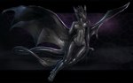 anthro breasts gynomorph horn intersex knot latex looking_at_viewer nipples non-mammal_breasts nude solo tail wings rakisha mythology fayne avian dragon gryphon hybrid mythological_avian mythological_creature mythological_scalie scalie 16:10 dark_theme hi_res widescreen