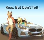 anthro bird_dog bmw brother_(lore) brother_and_sister_(lore) canid canine canis car cesar_ambrose_(zener) clothed clothing comic cover cover_art cover_page domestic_dog duo english_text erin_whyte_(zener) eyebrows female german_shepherd golden_retriever heart_eyebrows heart_symbol herding_dog hi_res hunting_dog male mammal pastoral_dog retriever sibling_(lore) sister_(lore) text vehicle young young_anthro zener_(artist)