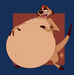 belly belly_grab belly_tuft big_belly bloated fur huge_belly male moobs obese obese_male open_mouth overweight overweight_male solo standing tan_body tan_fur tuft weight_gain sarbat_(artist) disney the_lion_king timon herpestid mammal meerkat alpha_channel
