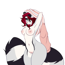 anthro areola big_breasts big_tail breasts clothing female genitals looking_at_viewer navel nipples pink_areola pink_nipples pink_nose simple_background snout solo tail undressing undressing_self vulva white_background nollya nollya_(character) felid feline mammal 1:1 colored colored_sketch digital_drawing_(artwork) digital_media_(artwork) flat_colors hi_res sketch