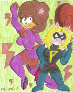 accessory blonde_hair boots clothing cosplay duo electronics female female/female flower flower_in_hair footwear gloves hair hair_accessory handwear phone plant shoes captain-cheto muppets nickelodeon spongebob_squarepants miss_piggy sandy_cheeks mammal rodent sciurid suid suine tree_squirrel crossover hi_res