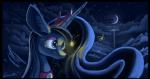 blue_body blue_eyes blue_fur blue_hair detailed_background female feral fur hair horn moon night outside sky smile solo star starry_sky auroriia friendship_is_magic hasbro my_little_pony princess_luna_(mlp) equid mammal animated hi_res short_playtime