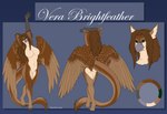 anthro auburn_hair beak breasts brown_body brown_feathers brown_fur feathers featureless_breasts featureless_crotch feet female fur furred_ears green_eyes grey_beak hair long_tail nude nude_anthro nude_female pointy_ears solo tail talons toes wings sugar.rush mythology vera_brightfeather vera_veluzthmira avian mythological_avian mythological_bird mythological_creature veluzthithar hi_res model_sheet gynomorph_(lore)