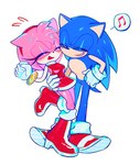 anthro blue_body blue_fur blush clothing duo eyes_closed female fur gloves handwear male male/female micro_calves micro_legs micro_thighs narrow_hips pink_body pink_fur simple_background smile tail thin_calves thin_legs thin_thighs white_background hhhh_0103 sega sonic_the_hedgehog_(series) amy_rose sonic_the_hedgehog eulipotyphlan hedgehog mammal hi_res