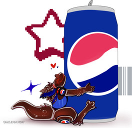 4_ears ambiguous_gender anthro beverage beverage_can can container ear_piercing eyewear glasses heart_symbol holding_can holding_container holding_object hug hugging_object machine multi_ear piercing round_glasses simple_background soda solo wearing_glasses milesonsight pepsi p3p51 protogen absurd_res hi_res nonbinary_(lore) trans_(lore) trans_man_(lore)