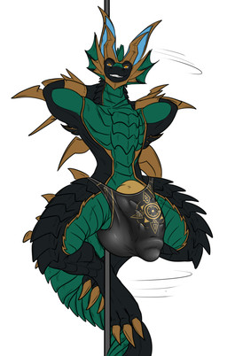 anthro balls big_balls big_bulge big_penis big_tail bulge claws clothed clothing dancing detailed_bulge genitals grin grinning_at_viewer half-closed_eyes hands_behind_head huge_balls huge_bulge huge_penis hyper hyper_balls hyper_genitalia hyper_penis legs_up looking_at_viewer male multicolored_body narrowed_eyes paws penis penis_base penis_peek pole pole_dancing raised_paw revealing_outfit seductive skimpy smile smiling_at_viewer solo speedo spinning spinning_on_pole stretched_clothing stretching sultry_gaze swimwear tail tight_bulges tight_clothing tight_underwear two_tone_body underwear conditional_dnp samagthrav2 cygames dragalia_lost mythology nintendo chronos_(dragalia_lost) xindur_(lumar) dragon mythological_creature mythological_scalie scalie absurd_res hi_res