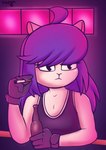 alcohol anthro beer_bottle beverage bottle cigarette clothing container drinking femboy gloves hair handwear male neutral_expression purple_hair shirt smoking solo tank_top topwear pkfirefawx gachimuchi donnie_(yoko_arika) cricetid hamster mammal rodent hi_res