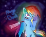 anthro anthrofied blue_body blue_fur cutie_mark female fur hair magic multicolored_hair rainbow_hair solo tail text extrart friendship_is_magic hasbro my_little_pony rainbow_dash_(mlp) equid equine horse mammal pony 5:4 english_text hi_res