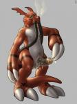 anthro breath claws clothing erection genitals glistening inverted_zero_unit latex lube male markings penis smoke smoking solo suit symbol total_enclosure transformation zero_unit zipper mot bandai_namco digimon digimon_(species) guilmon scalie 3:4 digital_media_(artwork) hi_res