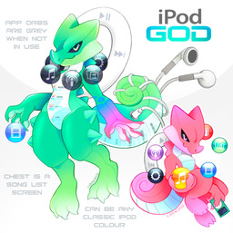 ambiguous_gender anthro biped earbuds electronics frutiger_aero green_body headphones holding_object levitation orb pink_body portable_music_player simple_background solo tail text user_interface white_background carnivoxart apple_inc. ipod mythology deity dragon mythological_creature mythological_scalie scalie 2025 artist_name digital_drawing_(artwork) digital_media_(artwork) english_description english_text full-length_portrait hi_res portrait