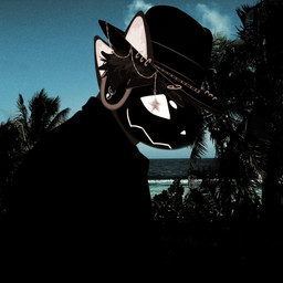anthro beach clothing coconut_tree day fedora fruit_tree hat headgear headwear machine male musical_note musical_symbol noise_filter outside palm_tree photo_background plant ring_(jewelry) safety_pin shirt side_view solo star symbol topwear tree white_eyes protogen 1:1 dark_theme mixed_media photography_(artwork) tagme