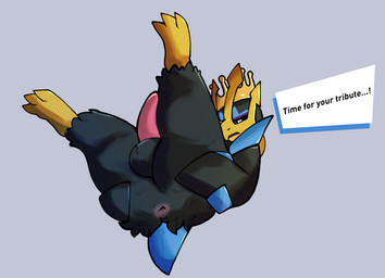 balls butt crown dialogue erection feral genitals headgear legs_up male presenting requesting sex_request solo spread_butt spreading text ashfordkingston nintendo pokemon king_waddle avian bird empoleon generation_4_pokemon penguin pokemon_(species) absurd_res english_text hi_res