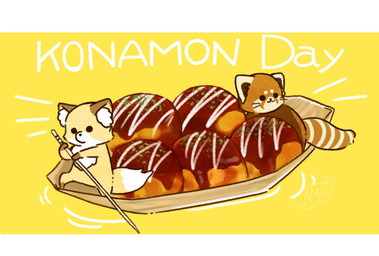 ambiguous_gender biped brown_body brown_fur chibi dot_eyes duo feral food fur simple_eyes sitting text shi_nominmin ailurid canid canine fox mammal red_panda suid suine sus_(pig) wild_boar 2020 hi_res letterbox