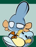 anthro baby blue_body bodily_fluids drooling duo female good_parenting mostly_nude parenting saliva saliva_string scarf scarf_only sleeping smile sound_effects vowelless vowelless_sound_effect young zzz 1upgobbo nintendo pokemon iono_(1upgobbo) mabel_(1upgobbo) generation_3_pokemon mudkip pokemon_(species) 2024 hi_res daughter_(lore) mother_(lore) mother_and_child_(lore) mother_and_daughter_(lore) parent_(lore) parent_and_child_(lore) parent_and_daughter_(lore)