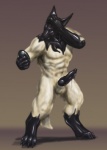 4_toes abs animal_genitalia animal_penis anthro balls biceps biped black_body black_nose black_paws black_penis canine_genitalia canine_penis claws digitigrade egg erection feet fur genitals goo_transformation knot latex latex_body latex_skin male muscular muscular_anthro muscular_male nude pecs penis pose sheath solo standing tail toe_claws toes transformation white_body white_fur rwolf wawik anubian_jackal canid canine canis goo_creature jackal mammal symbiote 2012