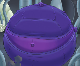 ambiguous_gender anthro belly belly_inflation blue_body blue_fur blue_hair blueberry_inflation body_inflation bottomwear clothed clothing duo factory fur hair hyper hyper_inflation immobile inflation inside logo looking_down looking_down_at_another looking_up_at_another male navel pants purple_body purple_bottomwear purple_clothing purple_pants purple_shirt purple_topwear purple_tracksuit round_body scared shirt silhouette solo_focus spherical_inflation sunken_head sunken_limbs swollen_cheeks tight_clothing topwear tracksuit wide_eyed jackiesquirrel charlie_and_the_chocolate_factory canid canine fox mammal rodent sciurid tree_squirrel 2025 artist_logo dated hi_res