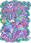 bone clothing collar crystal_ball female feral fortune_telling green_eyes gypsy hat headgear headwear incubeing skull solo tail guadalupe_aguilar tarot_(character) domestic_cat felid feline felis mammal colorful_theme traditional_media_(artwork)