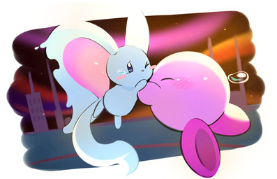 ambiguous_gender anniversary big_ears biped bipedal_feral blue_eyes blush blush_lines blush_stickers bodily_fluids crying detailed_background duo eyes_closed feral fluffy fluffy_tail fur happy holding_another hug hugging_another mouthless notched_ear one_eye_closed outside pink_body red_body reunion semi-anthro side_view tail teal_body teal_fur tears tears_of_joy fafameow kirby_(series) kirby_and_the_forgotten_land nintendo elfilin kirby alien chinchilla chinchillid mammal rodent starling_(kirby) waddling_head digital_drawing_(artwork) digital_media_(artwork) japanese_description male_(lore)