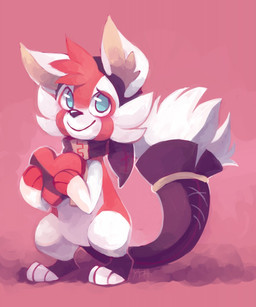 ambiguous_gender anthro blue_eyes cheek_tuft chibi facial_tuft featureless_crotch feet fur handpaw head_tuft hindpaw holding_heart holidays looking_at_viewer paws pink_background red_body red_fur semi-anthro simple_background smile smiling_at_viewer solo standing tail tuft white_body white_fur zipper yassui valentine's_day ailurid mammal red_panda 2014 digital_media_(artwork) digital_painting_(artwork) full-length_portrait hi_res painting_(artwork) portrait shaded