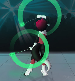 anthro crowd dancing digitigrade glowstick glowstick_tail group male motion_blur nightclub nude rave kemotobi tobiki_(kemotobi) domestic_ferret mammal mustelid musteline true_musteline weasel
