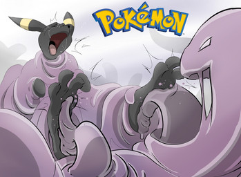 3_toes ambiguous_gender anthro black_body black_fur bodily_fluids crying_laughing duo feet foot_fetish foot_lick fur laugh licking open_mouth purple_body restrained tears tickle_fetish tickle_torture tickling tickling_feet toes tongue tongue_out pawfeather nintendo pokemon eeveelution generation_1_pokemon generation_2_pokemon muk pokemon_(species) umbreon