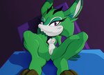 anthro breasts ears_up eyelashes female genitals green_body hooves looking_at_viewer nipples purple_eyes pussy smile solo spread_legs spreading spikeybluething archie_comics sega sonic_the_hedgehog_(archie) sonic_the_hedgehog_(comics) sonic_the_hedgehog_(series) clove_the_pronghorn mammal pronghorn 2024 hi_res