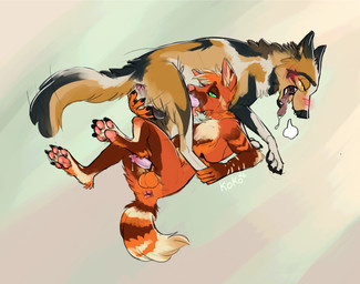 anatomically_correct anatomically_correct_anus anatomically_correct_balls anatomically_correct_genitalia anatomically_correct_penis animal_genitalia animal_penis anthro anthro_on_feral anthro_penetrated anus backsack balls bestiality black_balls blue_body blue_fur blush blush_lines bodily_fluids breath brown_body brown_fur butt canine_genitalia canine_penis claws cum cum_drip cum_in_mouth cum_inside detailed_genitals detailed_mouth dripping drooling duo erection face_fucking fellatio feral feral_penetrating feral_penetrating_anthro fur furry_balls genital_fluids genitals green_eyes hairless_balls holding_leg holding_partner holding_partner's_leg holding_paw intraspecies intraspecies_bestiality irrumatio knot knot_in_sheath knotted_penis looking_pleasured lying male male/male male_on_feral male_penetrated male_penetrating male_penetrating_male nails on_back open_mouth oral oral_penetration orange_body orange_eyes orange_fur panting pawpads paws penetration penile penile_penetration penis penis_in_mouth saliva saliva_on_tongue saliva_string sex sheath simple_background tail tan_body tan_fur teeth teeth_showing toe_claws tongue tongue_out top_hole white_body white_fur yellow_eyes queenkoko kiba_wolfdog kodiakwolfsky canid canine canis coydog coyote hybrid mammal wolf wolfdog absurd_res hi_res