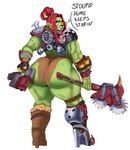 axe big_butt butt colored_nails curvy_figure female green_body green_skin gun hair huge_butt humanoid_pointy_ears melee_weapon muscular muscular_female muscular_thighs nails not_furry pointy_ears ranged_weapon rear_view red_eyes red_hair red_nails saw scar solo thick_thighs tools tusks voluptuous weapon wide_hips sundown_(artist) warhammer_(franchise) warhammer_40000 humanoid orc ork 2023 absurd_res hi_res