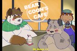 2012 3:2 anthro belly biped blush canid canine clothing eyes_closed fatyogi felid group hat headgear headwear jakegr_(character) male mammal moobs overweight overweight_male parody raccoon_dog ruick shirokuma_cafe suid suina sus_(pig) tanuki text wild_boar