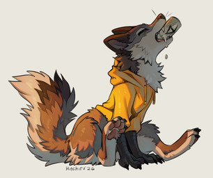 claws clothed clothed_female clothed_feral clothing drinking eyes_closed feet female feral front_view fur inner_ear_fluff pawpads paws scutes simple_background sitting solo tail teeth toes tongue tuft hioshiru adrenaline_rush hioshiru_(character) enfield 2026 digital_drawing_(artwork) digital_media_(artwork)