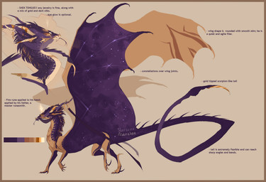 blade border claws color_swatch cosmic_wings digitigrade ear_piercing feral forked_tail gold_(metal) gold_jewelry horn information jewelry long_horn long_neck long_tail mane membrane_(anatomy) membranous_wings multi_horn orange_border paws piercing purple_body purple_scales raised_leg scales scent simple_background solo spines spread_wings tail tail_blade tail_spines tan_background text tongue tongue_out unusual_anatomy unusual_tail weapon_tail wings yellow_eyes kuraon european_mythology mythology dragon mythological_creature mythological_scalie scalie western_dragon 2018 digital_media_(artwork) english_text model_sheet restricted_palette