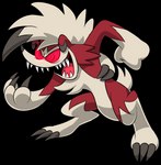 anthro biped bright_eyes claws fangs frown_eyebrows fur grey_body grey_fur open_mouth open_smile red_body red_fur red_sclera ringed_eyes sharp_teeth simple_background smile solo teeth toony transparent_background white_body white_fur mast3r-rainb0w nintendo pokemon generation_7_pokemon lycanroc midnight_lycanroc pokemon_(species) alpha_channel hi_res signature