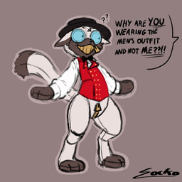 anthro button_(fastener) button_eyes clothing costume fur furniture hat headgear headwear male plushie simple_background solo tail text zipper zipper_mouth sockodrawing martin_(sockodrawing) animate_inanimate felid fluffshie living_plushie mammal 1:1 digital_media_(artwork) hi_res