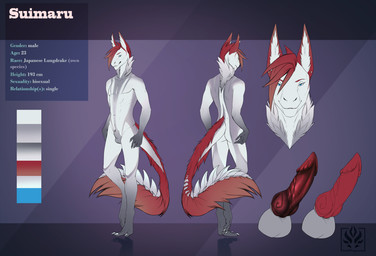 3_toes 5_fingers animal_genitalia anthro balls biped blue_eyes butt claws collarbone color_swatch digitigrade ears_front erection eyebrows feet finger_claws fingers front_view fully_sheathed fur genitals glans gradient_arms gradient_legs grey_balls grey_body grey_feet grey_fur grey_hands grey_sheath hair inner_ear_fluff knot knotted_penis logo looking_at_viewer male mane mouth_closed multicolored_body multicolored_fur navel neck_tuft nude pecs penis pointy_ears prick_ears rear_view red_ears red_hair red_mane red_penis sheath short_hair simple_background snout snout_from_the_front solo standing stated_age stated_gender stated_height tail tail_mane tapering_tail text toe_claws toes tuft two_tone_body two_tone_fur white_body white_claws white_fur white_inner_ear_fluff jadedragoness mythology suimaru_(jadedragoness) dragon furred_dragon furred_scalie lungdrake mythological_creature mythological_scalie scalie wingless_dragon 2020 artist_logo artist_name digital_media_(artwork) digital_painting_(artwork) english_text flat_colors full-length_portrait headshot_portrait hi_res model_sheet painting_(artwork) portrait