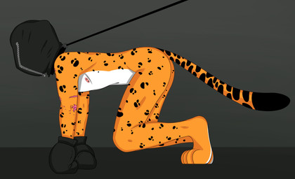 anthro bdsm bondage_gear bondage_gloves clothing collar handwear leash leash_pull leather male mask piercing scar solo zipper redjasper jasper_(redjasper) felid jaguar mammal pantherine absurd_res hi_res